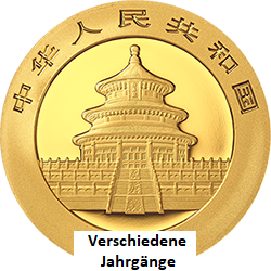 1000g China Panda Gold, verschiedene Prägejahre