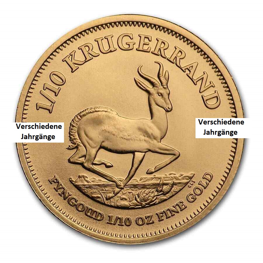 1/10 Unze Krugerrand verschiedene Jahrgaenge front