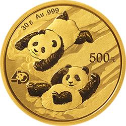 30g China Panda Gold, verschiedene Prägejahre