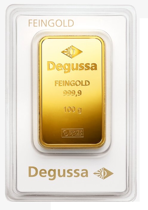 100g Goldbarren Degussa