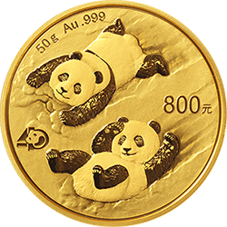 50g China Panda Gold, verschiedene Prägejahre